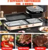 Hot Pot with Grill,Indoor Hot Pot 2 in 1 Multi-function Smokeless Shabu-Shabu Hotpot Korean BBQ Grill for Simmer,Separate Dual T 3