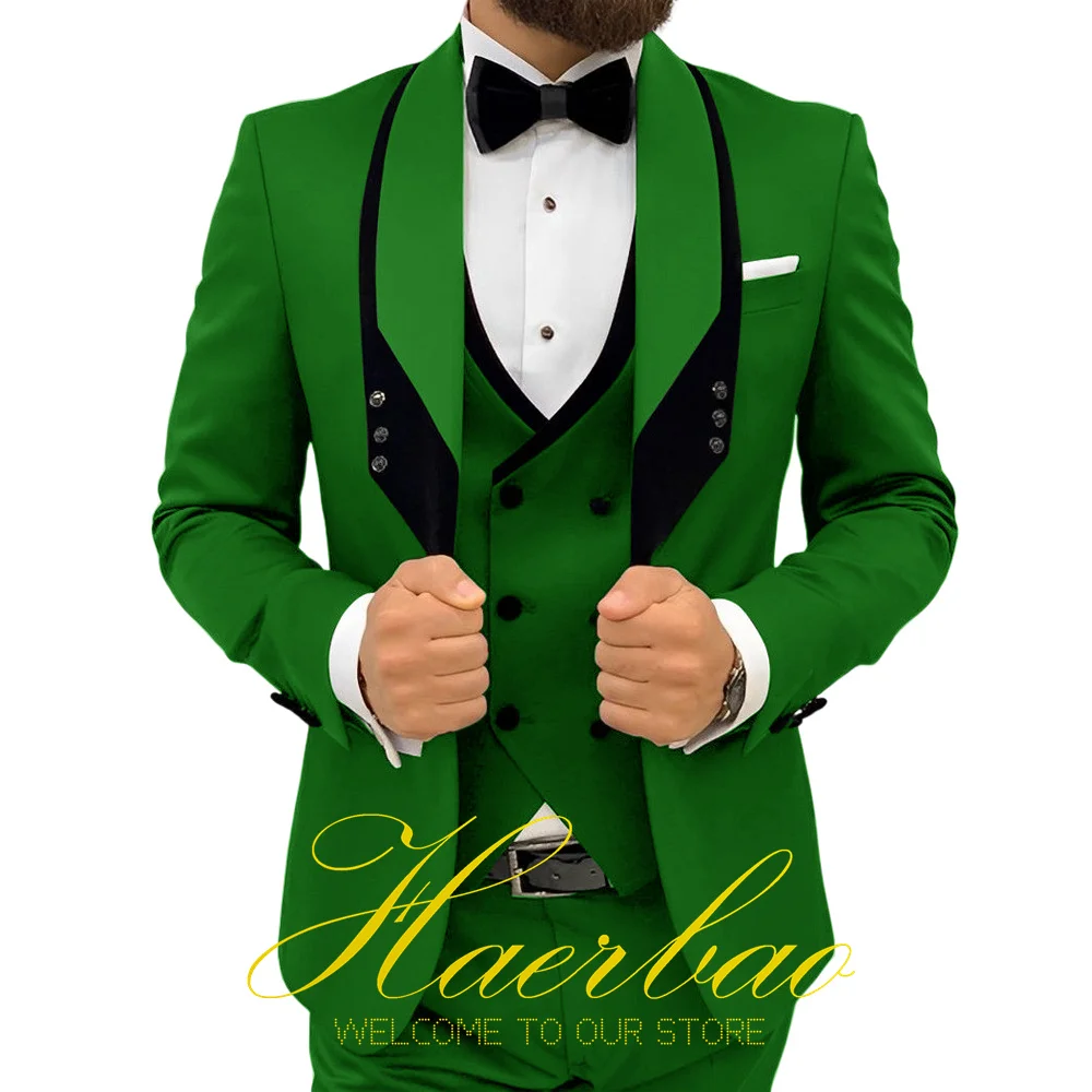 Men Wedding Suit  Vest Pants Jacket Three Piece Set Groom Tuxedo Fashion Design Formal Slim Fit Clothes for Male