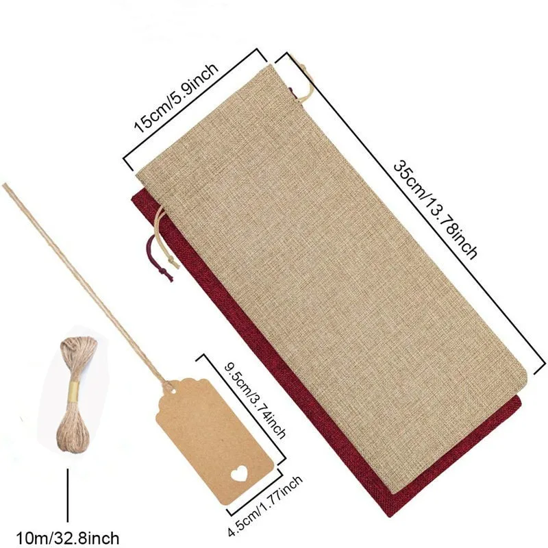 BYMONDY Drawstring Bag 12PCS Retro Pouch Durable String Bags Jewelry Packing Jute Linen Storage Bottle Holder