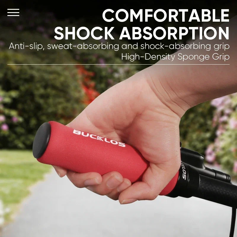 Bike Handlebar Covers BUCKLOS MTB Bike Grips Sponge Bicycle Handlebar Cover Soft Shock-absorbing Mountain Bike Handles Bar Cuffs MTB Accessories