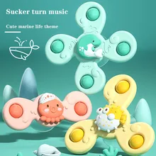 

Montessori Baby Spin Top Bath Toys Children Bathing Sucker Spinner Suction Cup Toy Water Game Kids Funny Child Rattles Teether