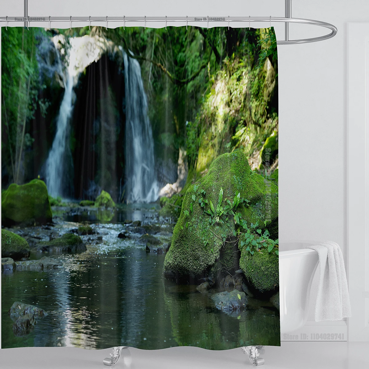 Forest Nature Scenery 3d Print Tree View Shower Curtain Waterproof Design  Polyester Home Decoration Bathroom Washable With Hook 6