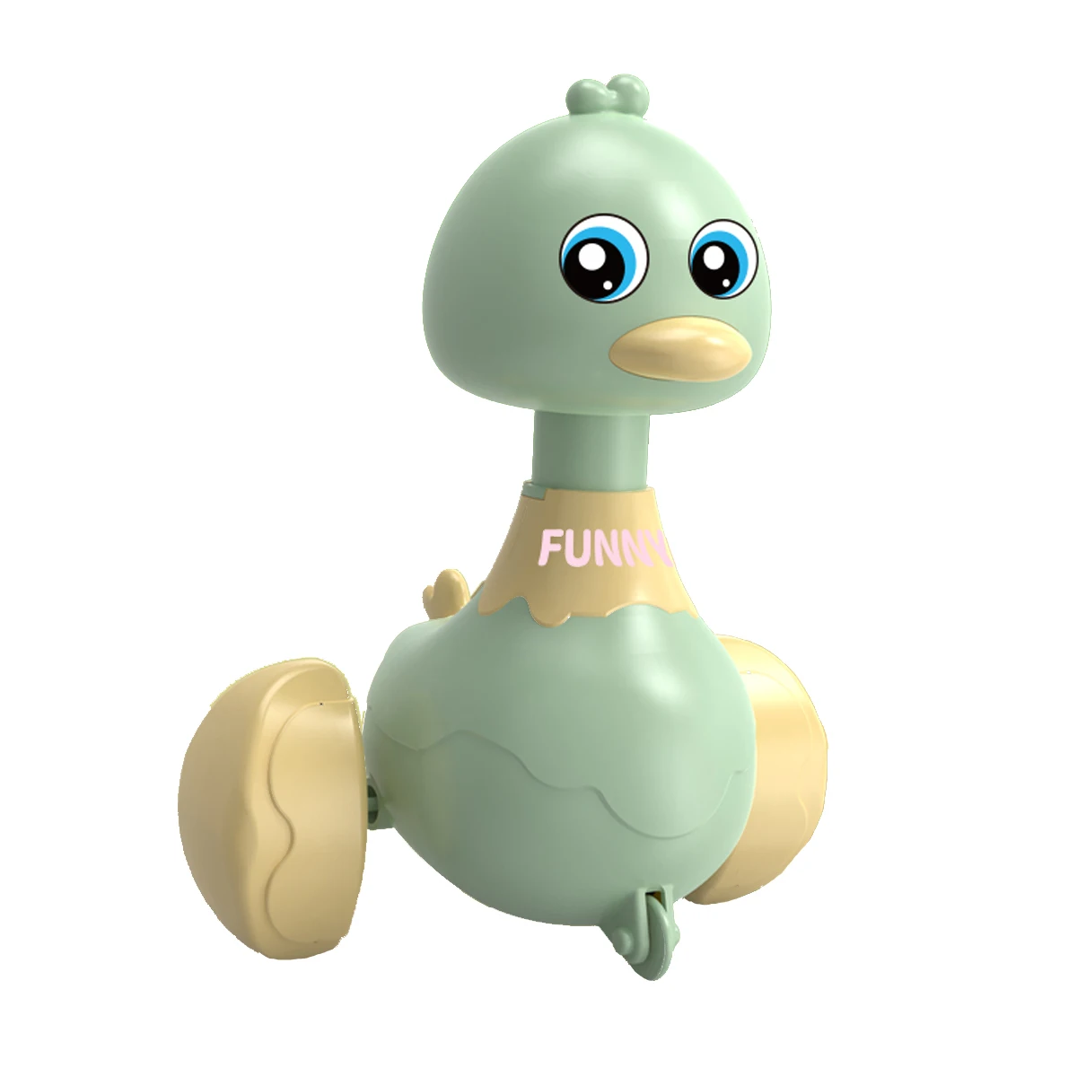 Pressing and rebounding toy, rocking duck baby puzzle toy, learning crawling sensory toy (Green Duck) 3