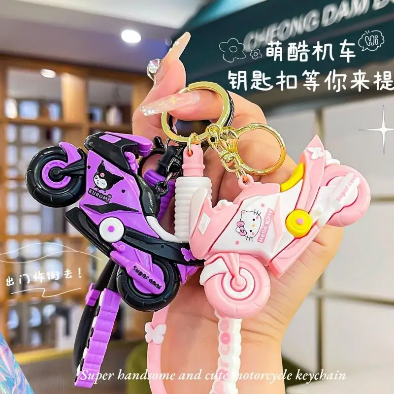 

Sanrio Genuine Hello Kitty Keychain Key Pendant Kuromi My Melody Cartoon Creative Motorcycle Doll Couple School Bag Pendant Gift