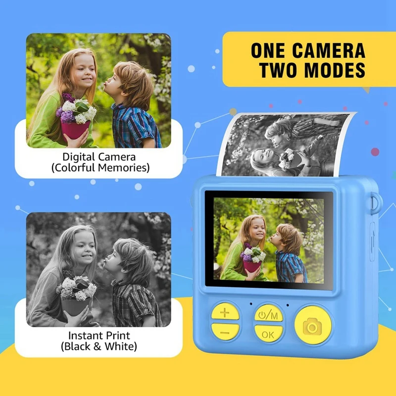Instant Print Camera 1080P HD Digital Video Cameras With 3 Print Paper Portable Travel Toy Camera For Kids Birthday Gift 3