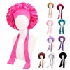 Women Shower Cap Sleeping Satin Bonnet Lace-up Bow Waterproof Women Braids Curly Night Hat Beauty Parlor Cap Salon Hat 1
