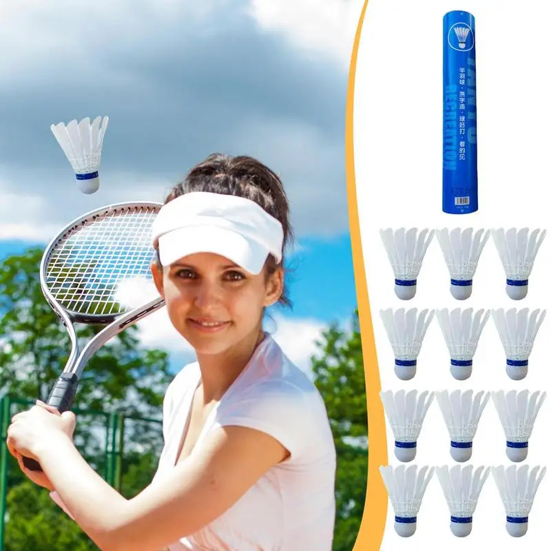Badminton Shuttlecocks 12pcs High Durability Feather Shuttles Badminton High Stability Shuttlecocks for Beginners