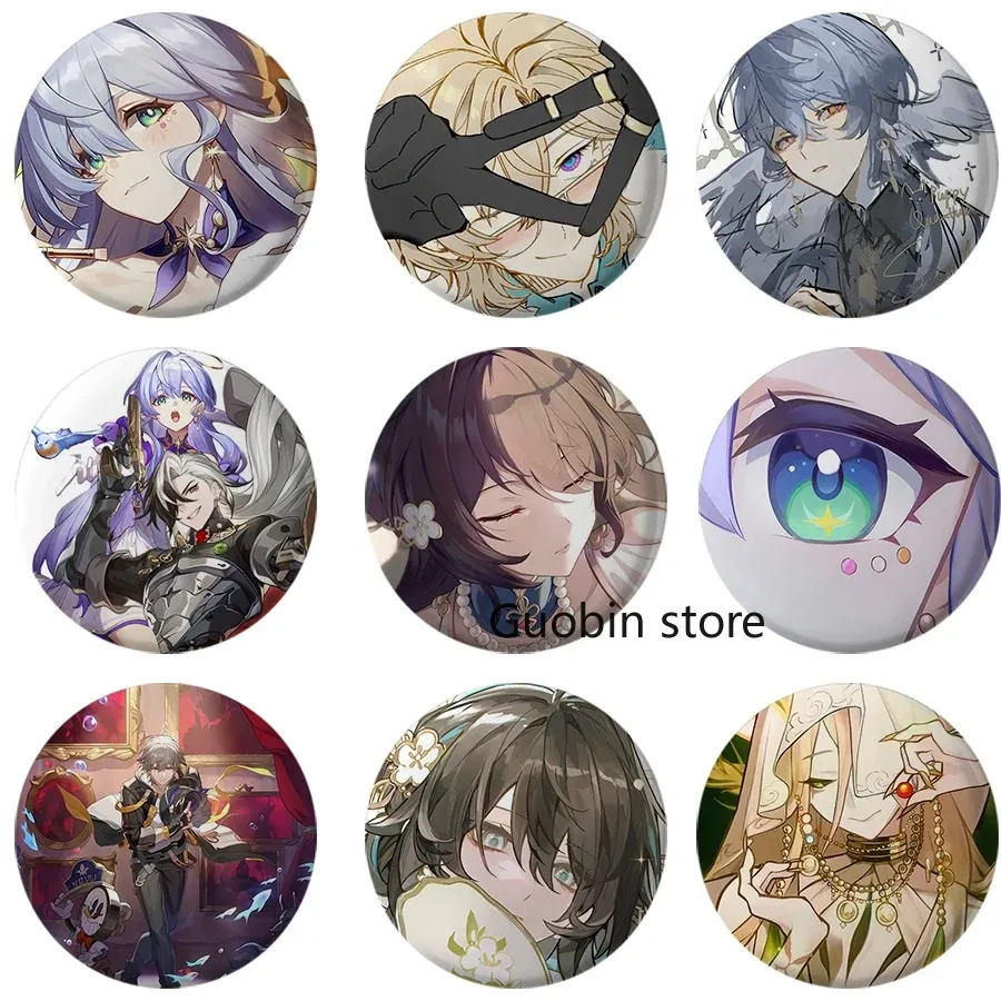 58mm Hot Game Honkai:Star Rail Anime Character Button Pin Brooch Badge Cartoon Badges Backpack for Gamer Collect Fans Gift