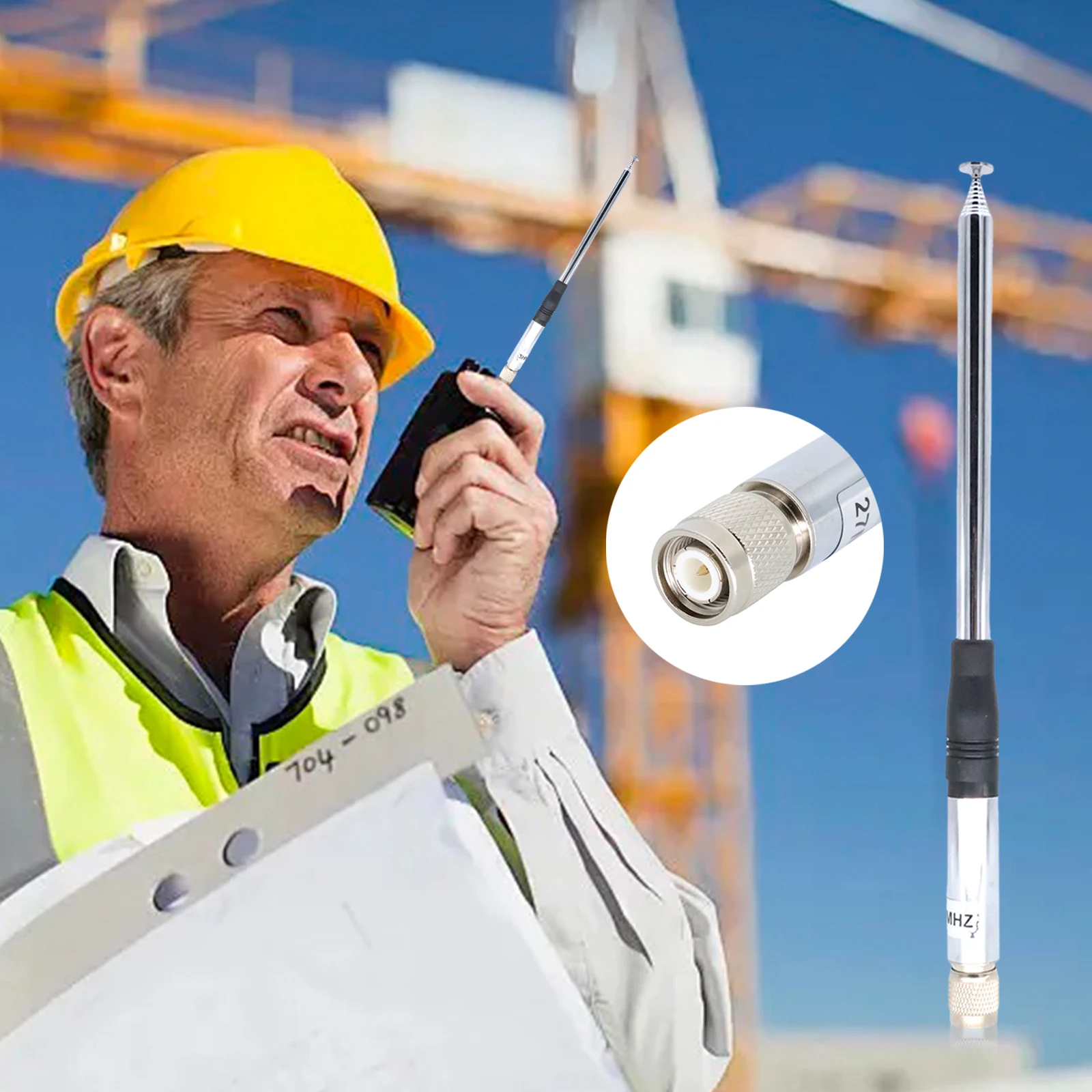 27Mhz 9-Inch To 51-inch Telescopic/Rod Antennas TNC Connector Aerial Telescopic Antenna for CB Handheld/Portable Radio