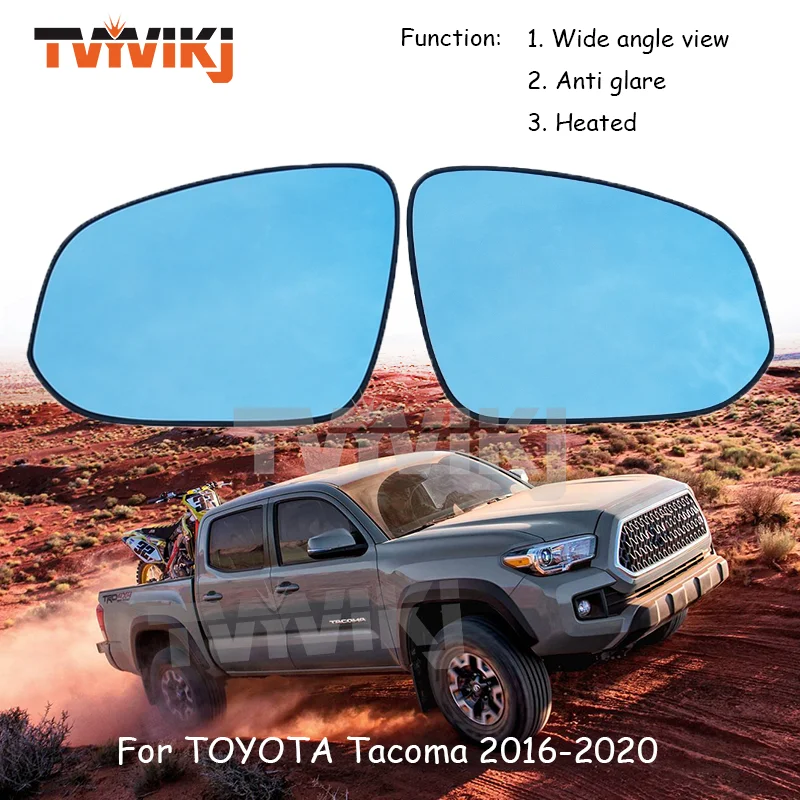 

Боковое зеркало заднего вида с подогревом, 1 пара, синие стеклянные линзы для TOYOTA Tacoma 2016-2020, широкоугольные антибликовые боковые зеркала для автомобиля