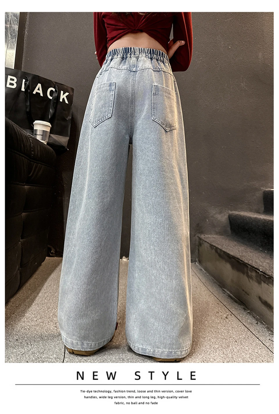 Mädchen Niedliche Cartoon-Katzen-Stickerei Jeans 2026 Neuerscheinung Hochgeschnittene Weite Baggy Denim-Hose Kinder Frühling Herbst Lässige Hose – Detail 10
