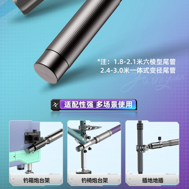 YUZHIYUAN1.8/2.1/2.4/2.7/3.0m Carbon Materials Fishing Rod Holder Turret Bracket Ground Support Bracket Telescopic Hand Rod Rack