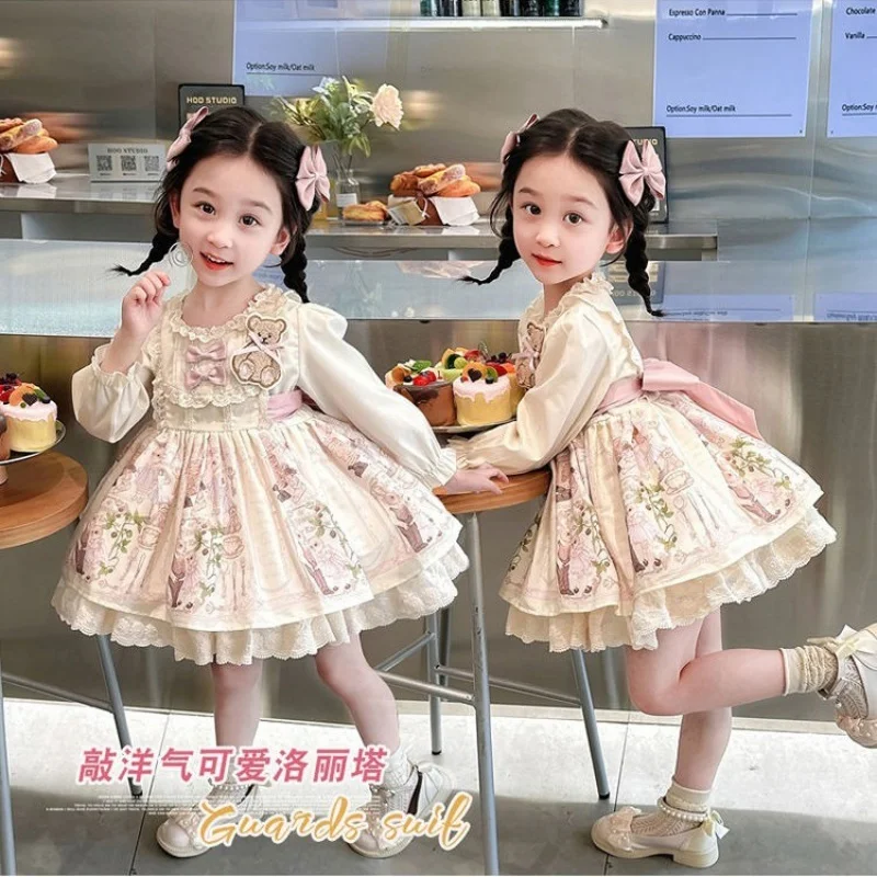 

Girls' Autumn and Winter Princess Dress New Dresses Children's Cute Fleece Lined Western Style Pettiskirt Pdd