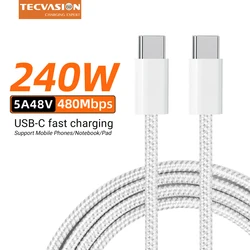 240W USB - C Braided Fast Charging Cable, 5A, 140W Power Delivery - 2m