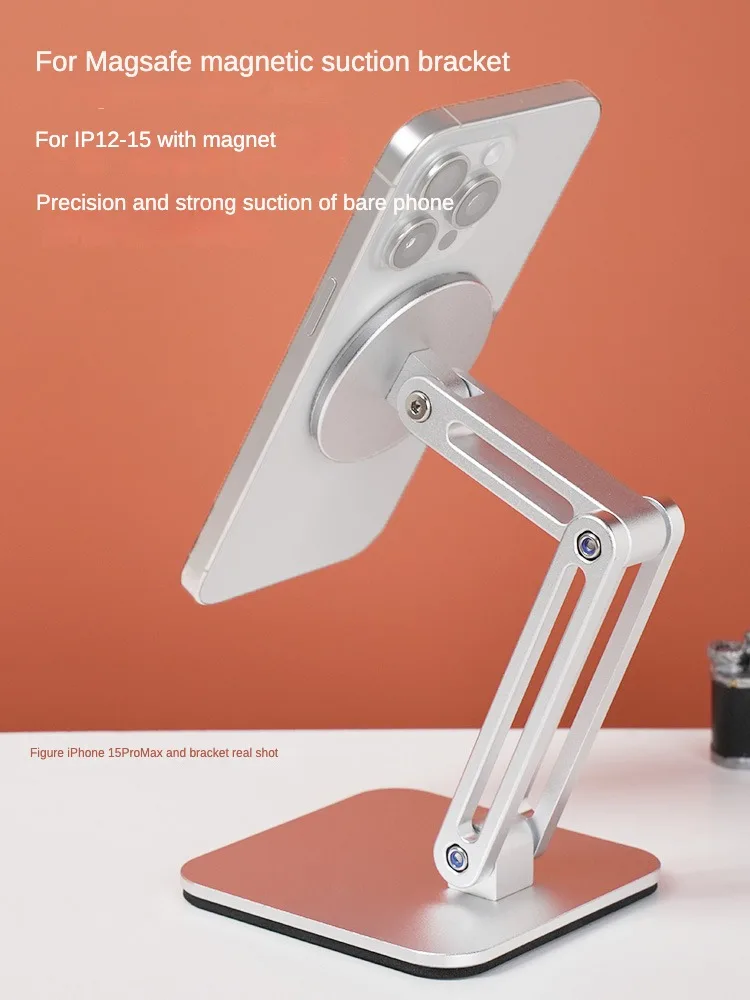 Starker magnetischer Smartphone-Ständerhalter aus Aluminium für Magsafe für iPhone 12, 13, 14, 15, iPad-Telefon, Desktop-Magnet-Stützhalterung – Detail 6