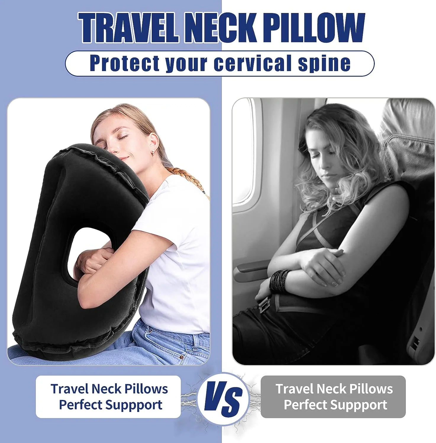 Deluxe Inflatable Travel Pillow with Chin and Neck Support for Ultimate Comfort