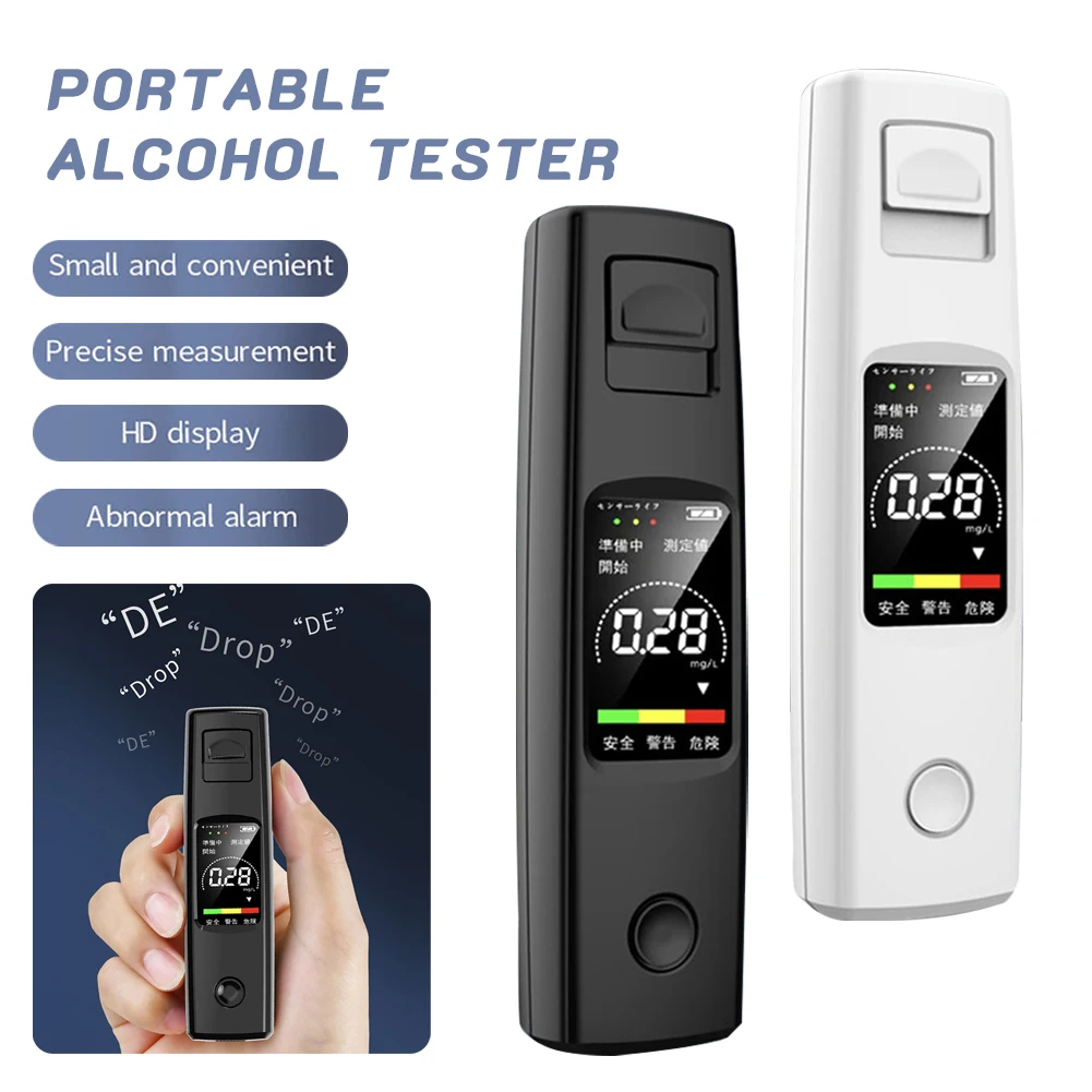 

Professional Breathalyzer Rechargeable Portable Breath Alcohol Tester Light & Sound Accurate with LCD Display 3 Color Indicator