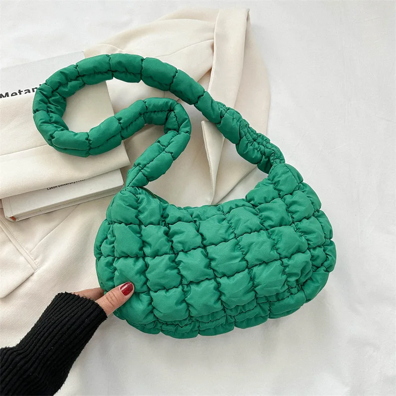 Quilted Pleated Shoulder Bags for Women Padded Bag Nylon Handbags Bucket Purse Cloud Bubbles Hobo Puffer Nylon Tote Bag bolsas 8