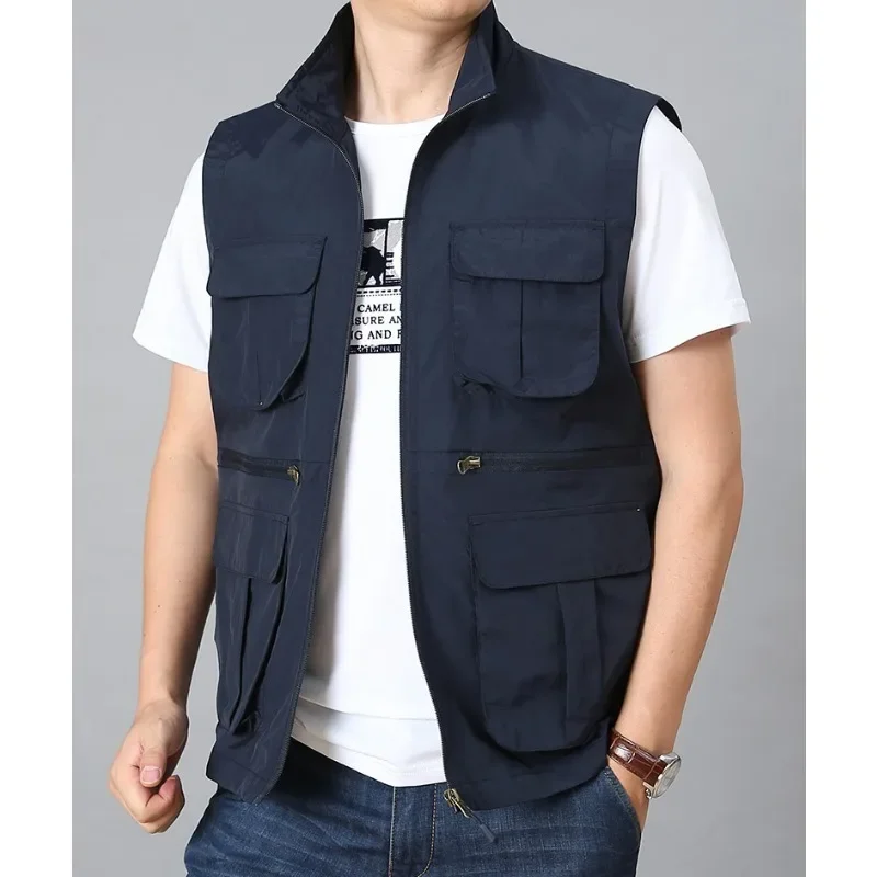 Windbreaker Multi-pocket MAN Vest Clothing Tactical Men Fishing Men's Coats Camping Jackets Hunting Waterproof Leather Vests Zip