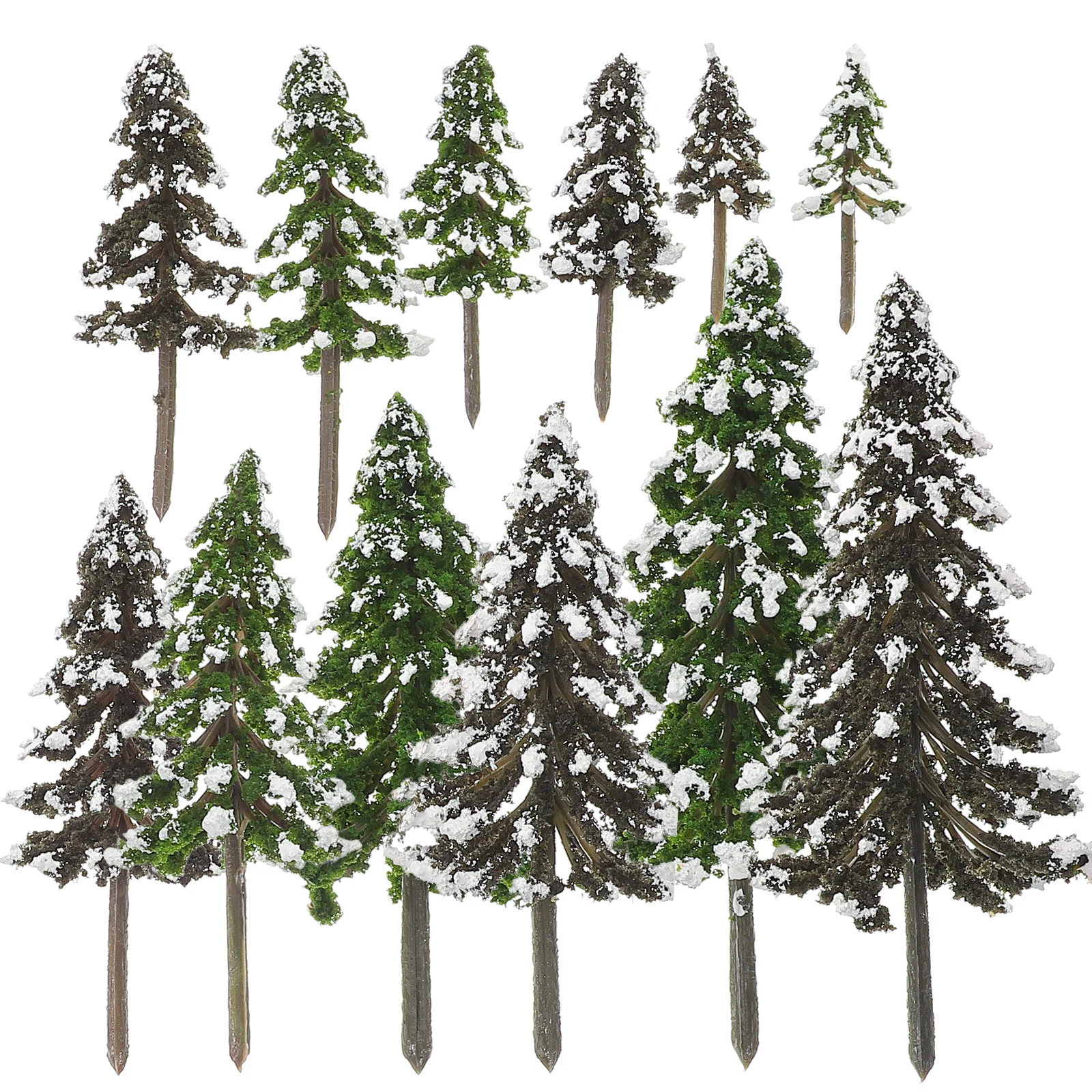 

12 Pcs House Accessory Cedar Sand Table Model Mini Frost Trees Micro Landscape Decor Pine Scene