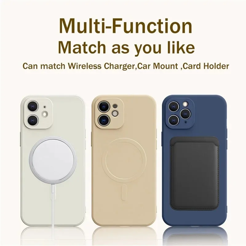 Magnetic Wireless Charging Silicone Strap Case - Soft Liquid Protective Cover