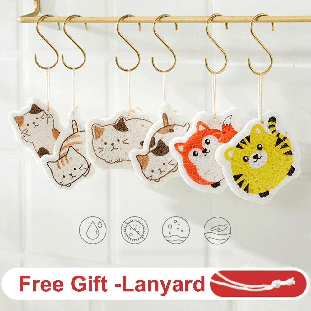 Kitchen Dish Cleaning Sponge Scouring Pad Compressed Wood Pulp Cartoon Dish Cloths Pot Wipe Cleaning Tools scrub pads cleaning sponges dish cleaning cloth dish cloth