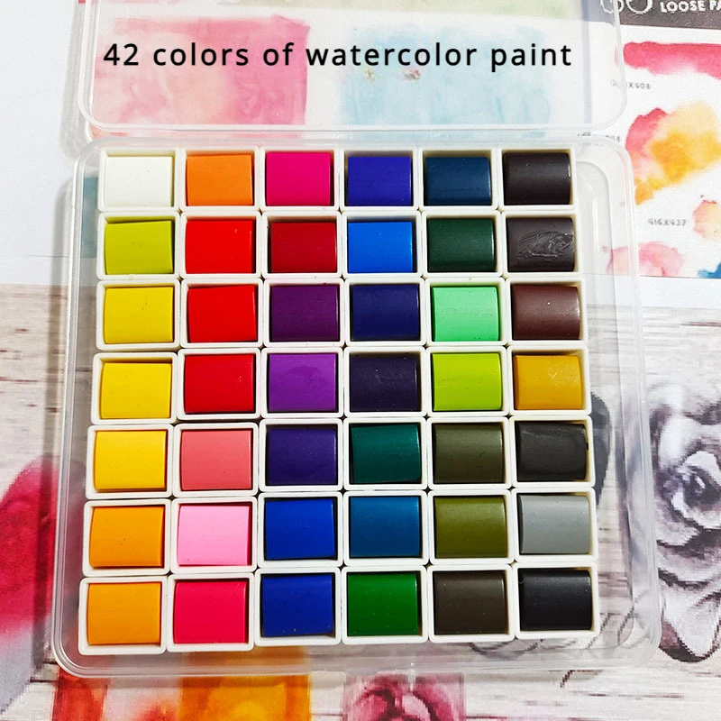 

Однотонный акварельный пигмент, 6-42 цвета, 2 г/цвет, для начинающих художников, студентов колледжа, для рисования скетчей на открытом воздухе, портативная прочная краска