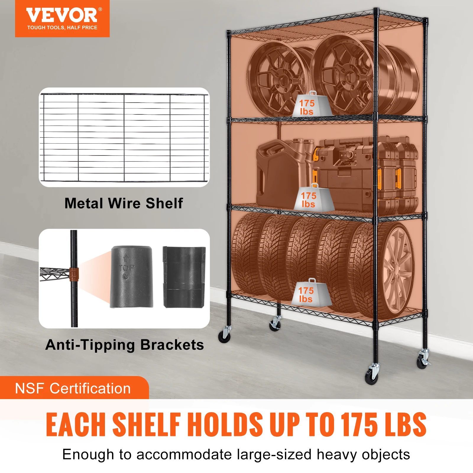 VEVOR 4 Layers Storage Shelf Ladder Shelving Stair High Shelf Unit Bookshelf  For Kitchen Warehouse Commercial Space Racks 2