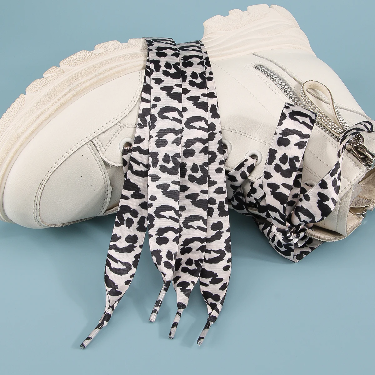 1 Paar Leoparden-Schnürsenkel für elegante Schuhe, flache Schnürsenkel, Schnürsenkel für Sneaker, Schuhdekoration, Schnürsenkel für Sportschuhe. – Detail 5