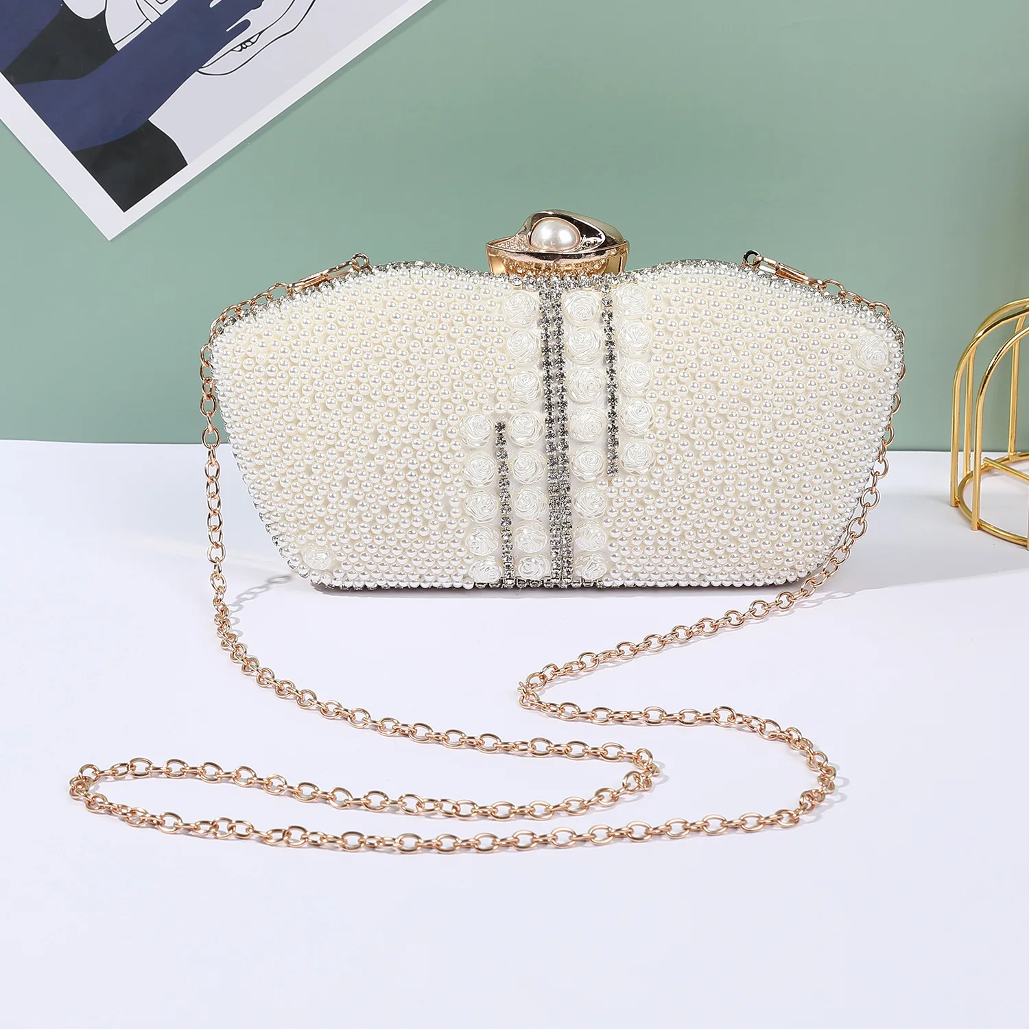 

Elegant Women Clutch Bag Wedding Purse Natural Pearl Exquisite Design For Ladies Girls Eevening Bag Party Purse Female Clutches