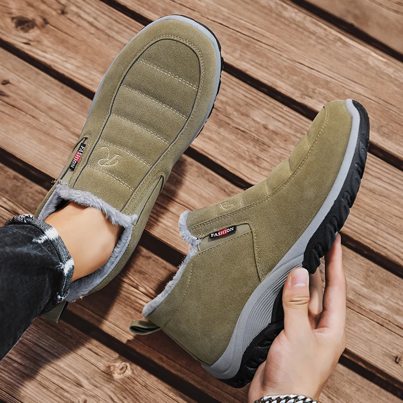 Mens Boots Ankle Men's Winter Boot Outdoor Casual Shoes New Young Fashion Plus Cotton Warm Plush Snow Non-slip Male Footwear