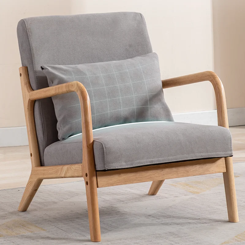 

Nordic Style Chairs Wooden Hand Rest Legs Living Room Cafe Bar Single Small Sofa Chair Designer Mobilador Library Furniture