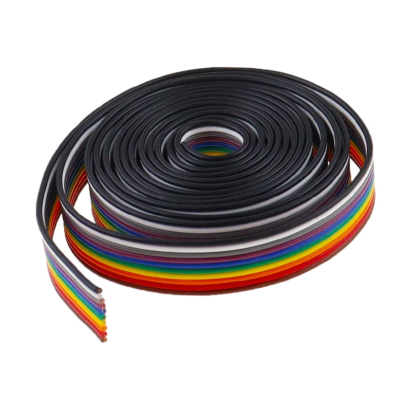 Ribbon Cable 1/5meters/lot Ribbon Cable 10WAY Flat Color Rainbow Ribbon Cable Wire Rainbow 10P 28AWG