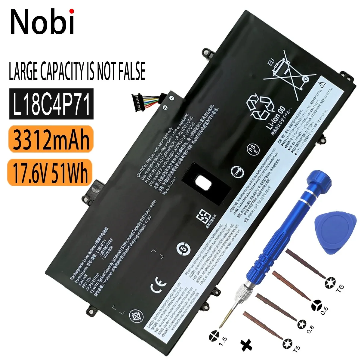 

NOBI L18M4P72 L18C4P71 Battery For Lenovo Thinkpad X1 Carbon 7th 2019 2020 Series L18L4P71 SKB10K97642 02DL004 02DL005
