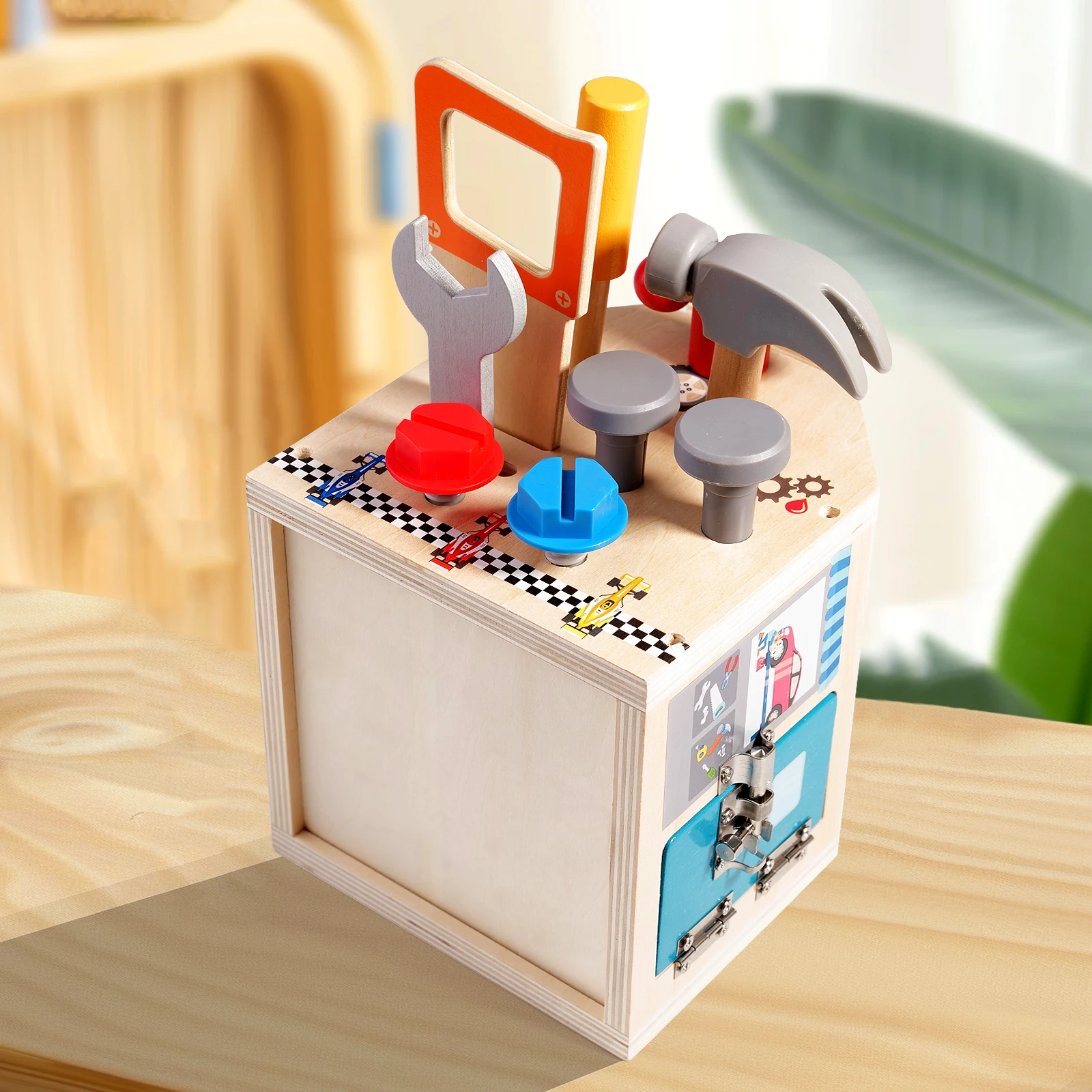 Wooden Toolbox Set Simulation Maintenance Tool Repair Pretend Play Kids Montessori Education Busy Board for Preschool Education