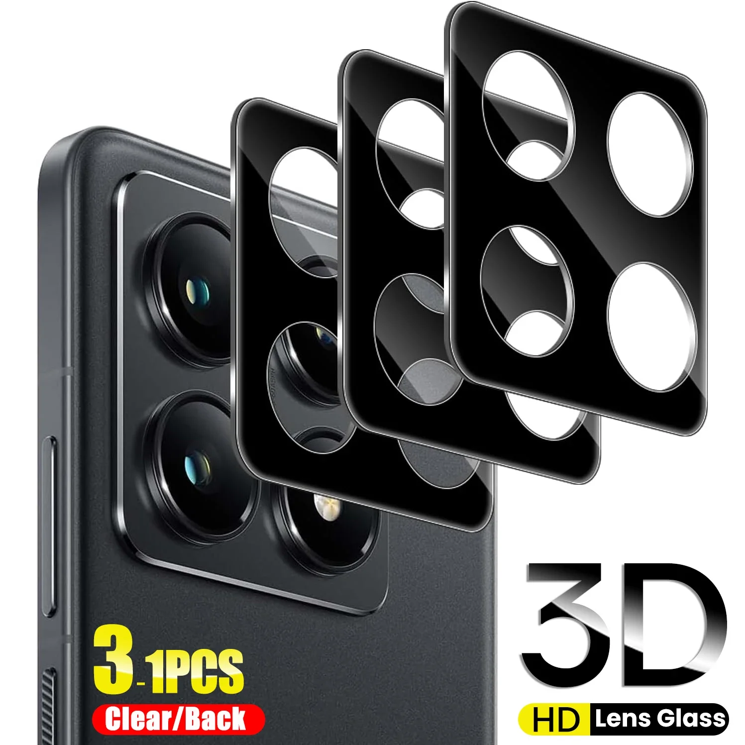Xiomi 14TPro Black/Clear HD Camera Protector with 3D Lenses Tempered Glass Film