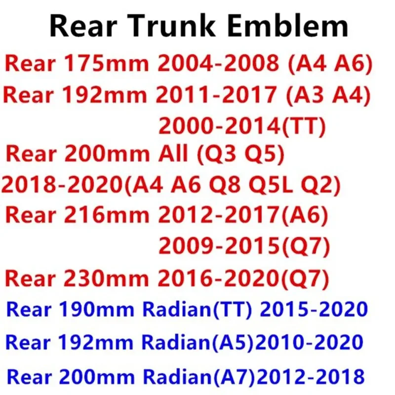 Car Emblem Sticker 4 Ring ABS Car Hood Front Bonnet Grill Rear Trunk For Audi A3 A4 A5 A6 A7 Q2 Q3 Q5 Q8 TT