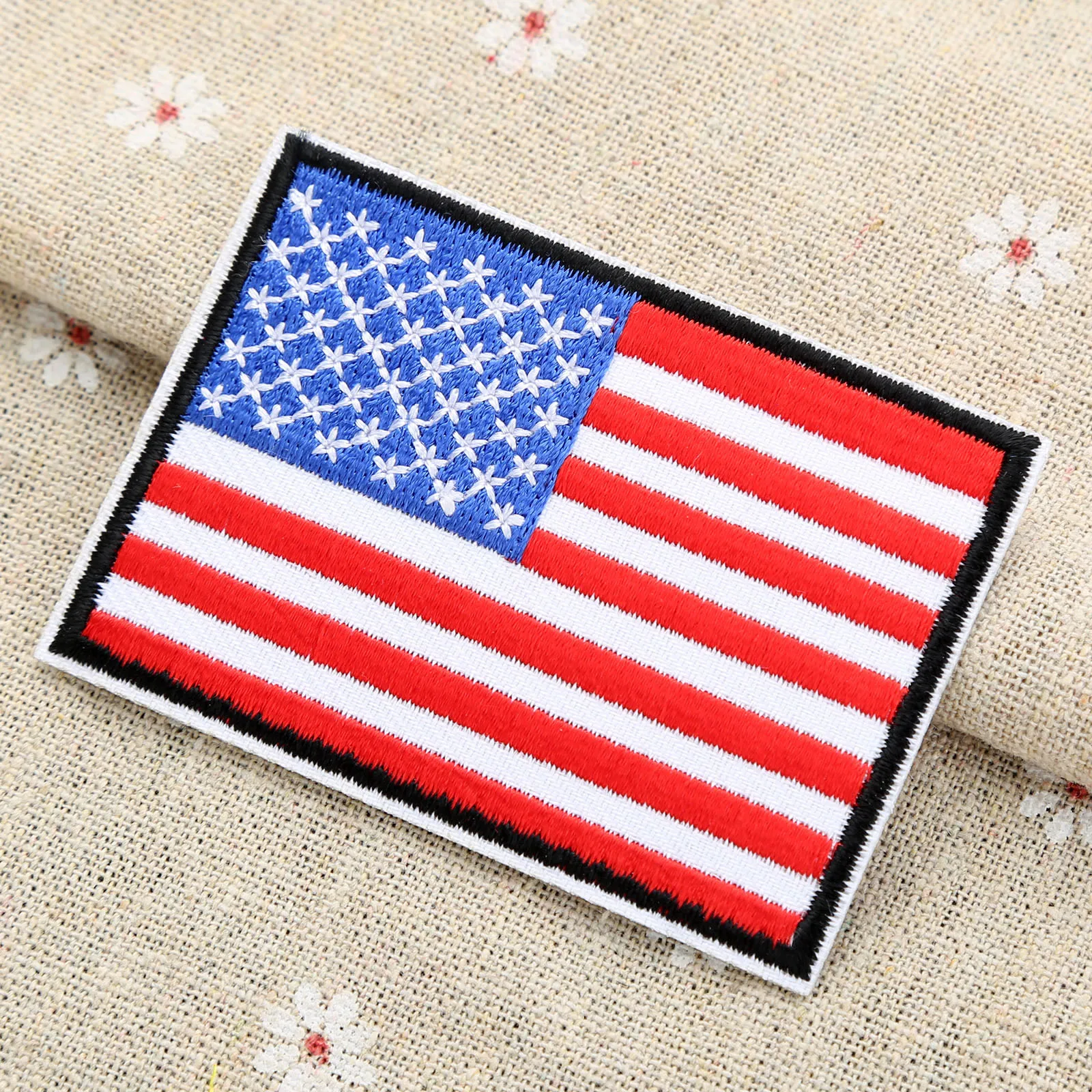 1 Box = 5 PCS USA Flag American Embroidered Iron On Patch United States DIY 