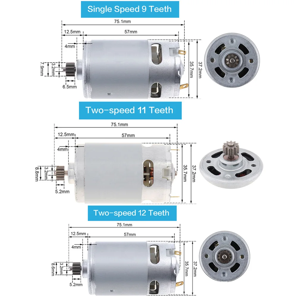 RS550 DC Motor 12V 16,8 V 21V 25V 19500 RPM 9 11 12 Zähne RS 550