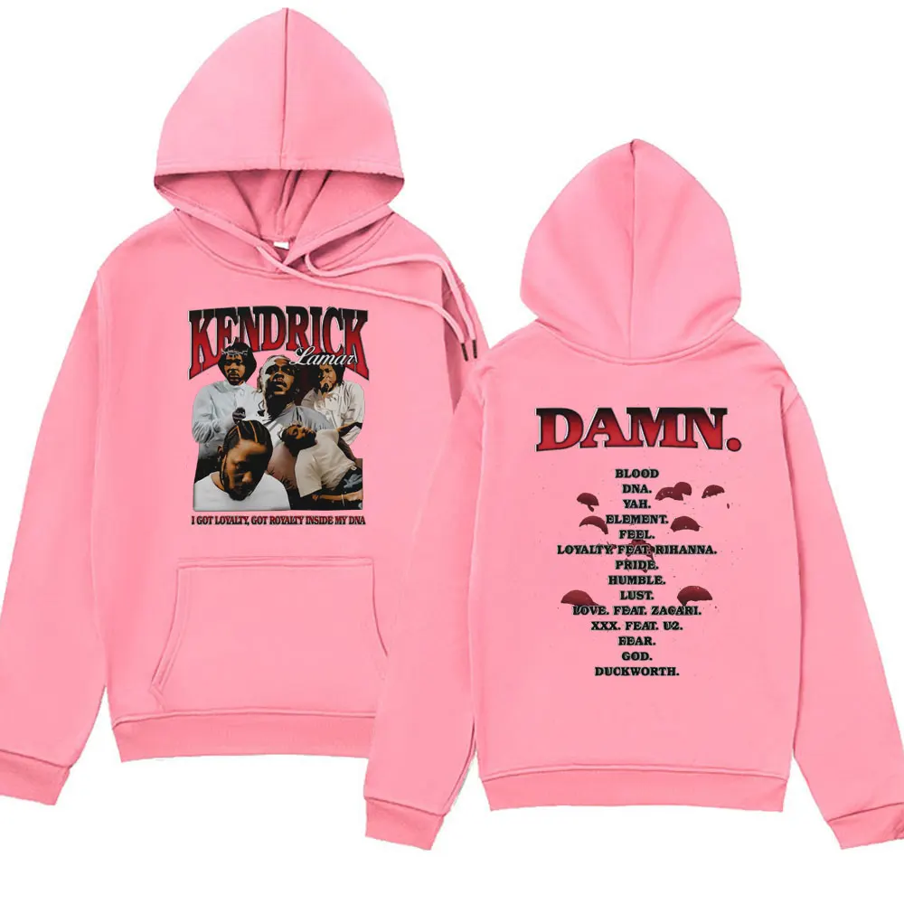 Rapper Kendrick Lamar Vintage Printed Hoodies Men's Women's Music Album DAMN Graphic Hoodies Oversized Streetwear Sweatshirts