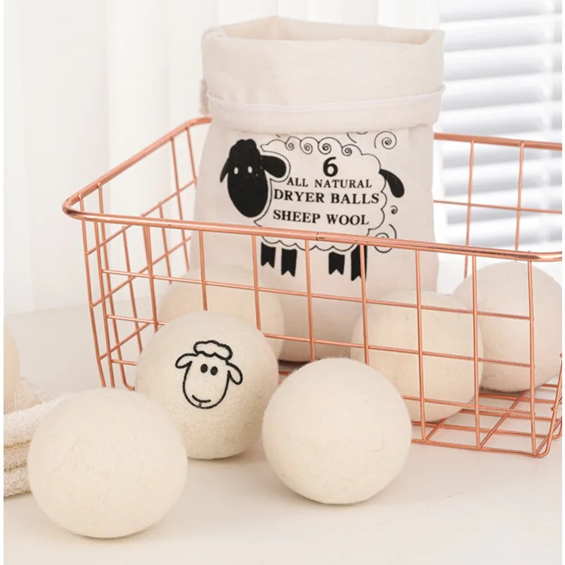 "6pcs Eco-Friendly Wool Dryer Balls - Natural Fabric Softener, Reduce Static & Shorten Drying Time- Chemical-Free"