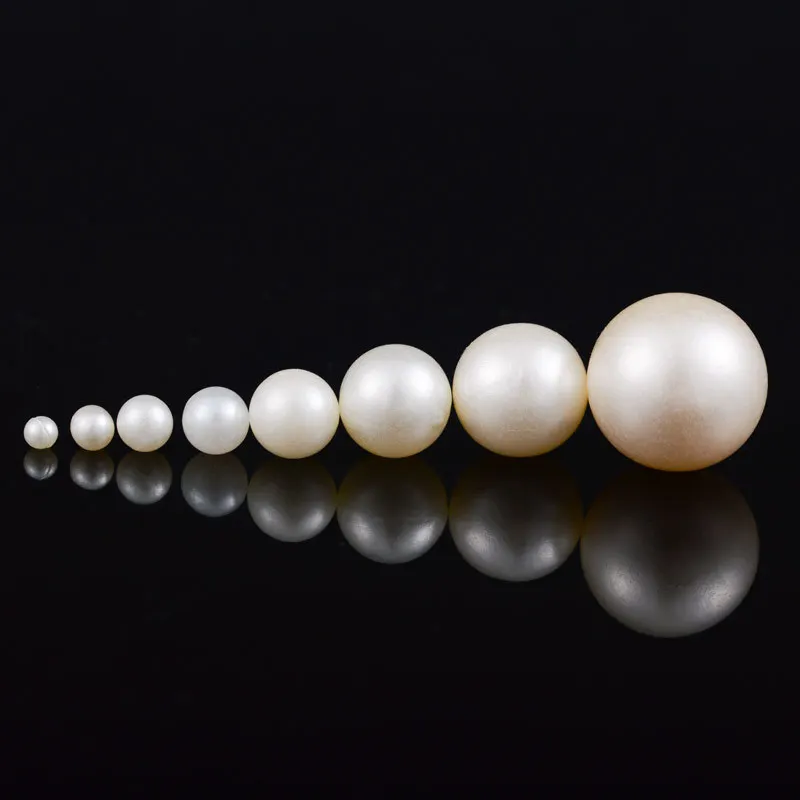 Freshwater White Shell Bead Stud Earrings – 8-16mm, Nickel-Free, Screw Back