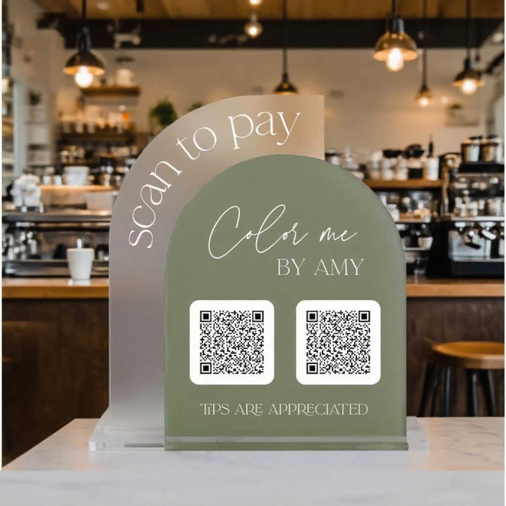 멀티 QR 코드 스탠드 맞춤형 아크릴 QR 코드 디스플레이 표지판 비즈니스 결제 소셜 미디어 리뷰 개인 맞춤형 로고 QR 코드 홀더
