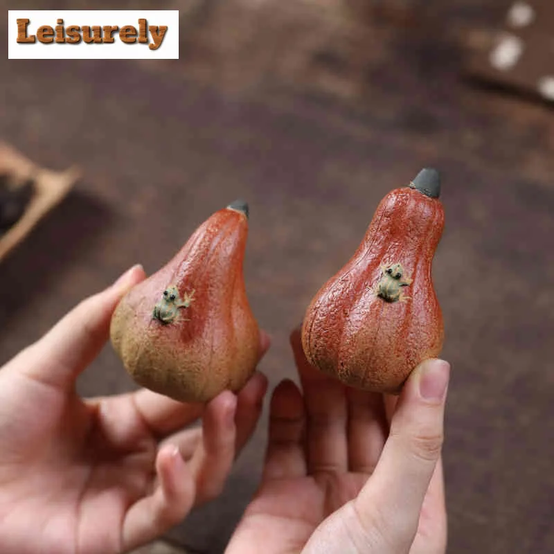 Yixing Purple Clay Water-spraying Frog Pumpkin Tea Pet Zen Flowerpot Landscaping Tea Figurine Play Toys Tea Statue Ornaments