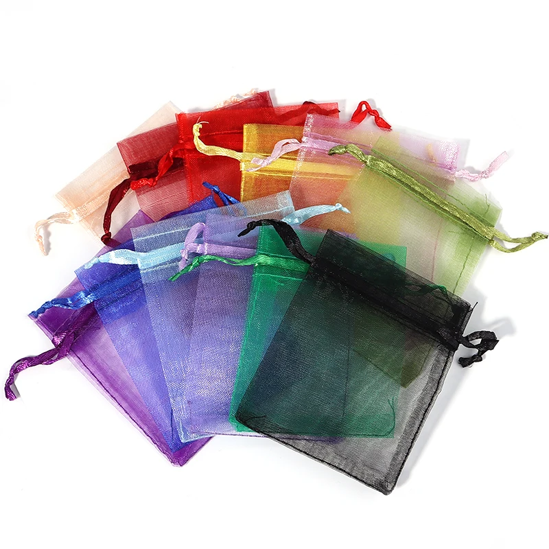 

10Pcs Single Color Wedding /Ornament/Gift Wrap Yarn Bag Organza Bags Tulle Drawstring Bag Jewelry Pouches Packing Wholesale