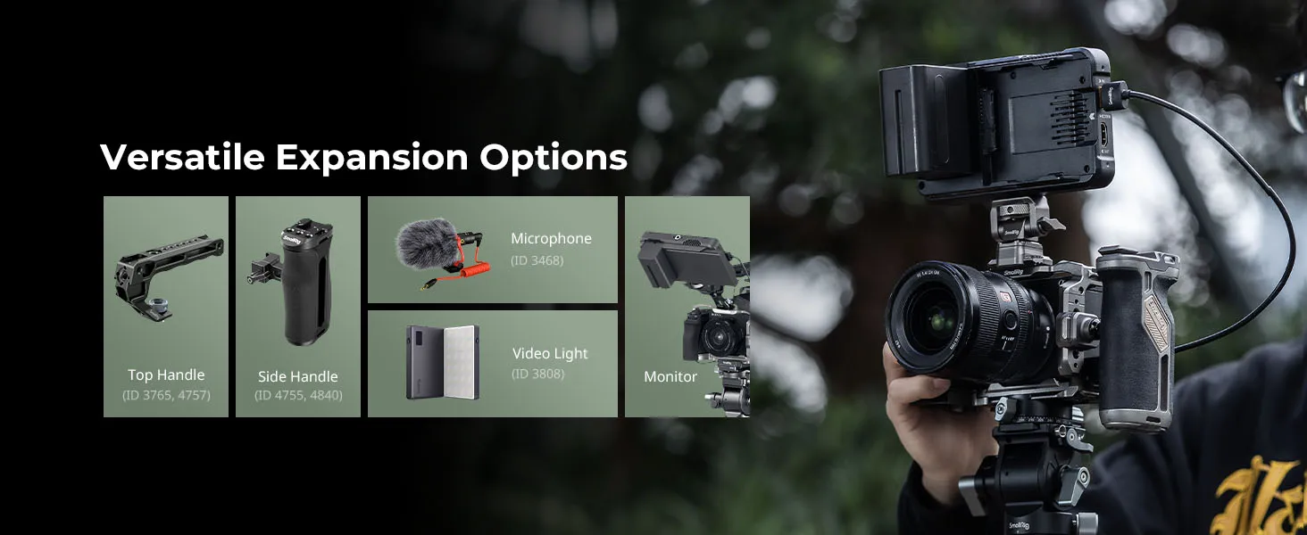 A6700 Cage HawkLock Quick Release Cage Kit for Sony Alpha 6700 w Silicone Grip &