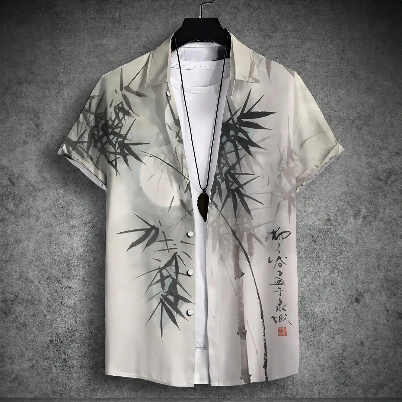 2024 new men's short-sleeved shirt Chinese style printed men's Hawaiian lapel top large size casual and comfortable men's shirt 3