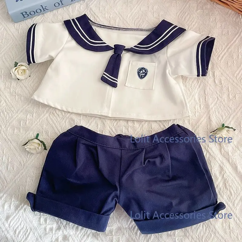 40CM Sitting Posture Cotton Doll Clothes Anime Preppy Doll Dress Up Clothes Cartoon School Uniform Garments Bowtie Gift