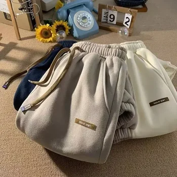 Pantaloni sportivi in pile Pantaloni caldi invernali da donna Pantaloni Harlan casual Pantaloni larghi in pile di agnello alla caviglia Pantaloni sportivi caldi e spessi 1