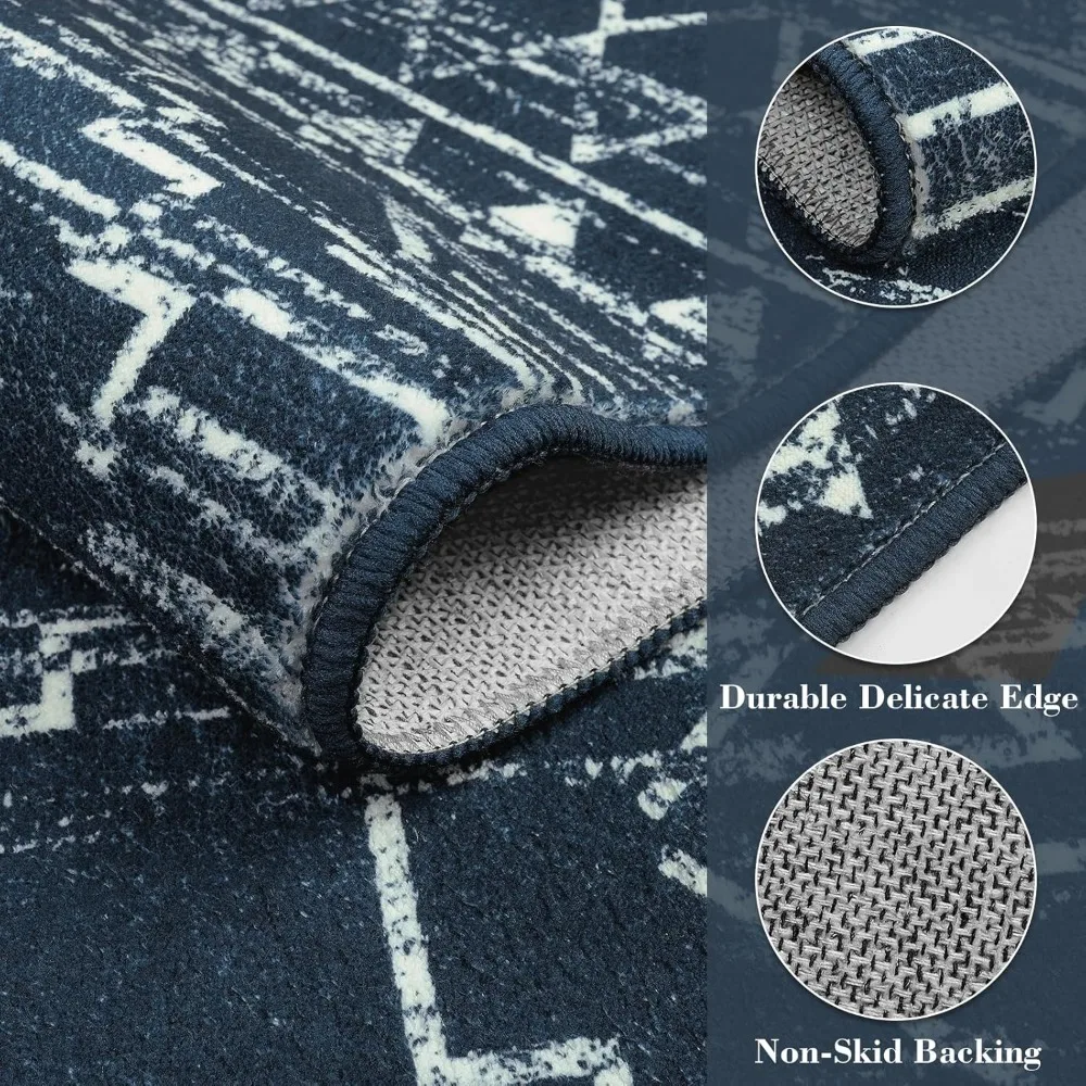 Moroccan Bathroom Rug,Washable 2x3 Small Bath Mat, Boho Tribal Soft Kitchen Sink Mat, Non-Slip Geometric Entry Way Rug, Low-Pil